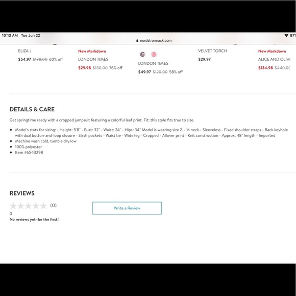 Maggy London Leaf Print V Neck Cropped Jumpsuit 2 - Picture 4 of 9